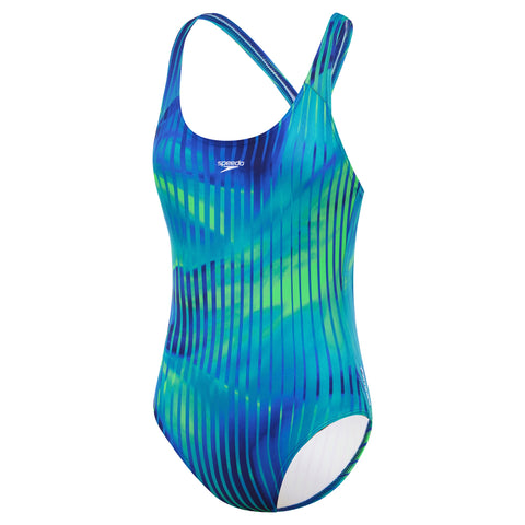 Girls Linear Lava Splashback One Piece Team Royal Blue Green