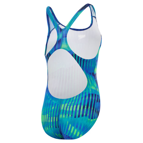 Girls Linear Lava Splashback One Piece Team Royal Blue Green