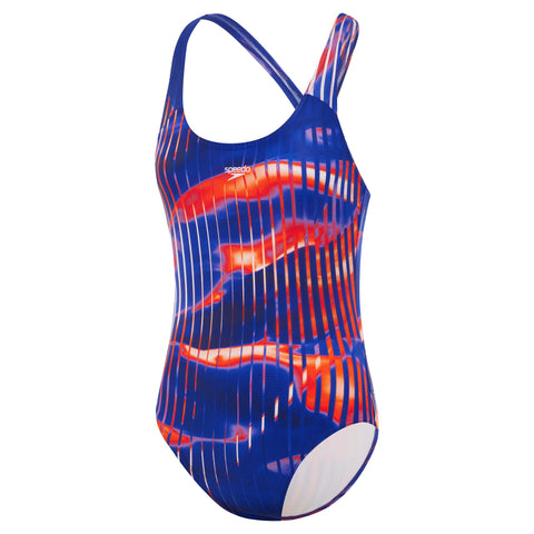 Girls Linear Lava Splashback One Piece Team Royal Blue Red White