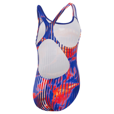 Girls Linear Lava Splashback One Piece Team Royal Blue Red White