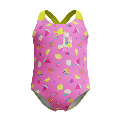 Toddler Girls Print Cross Back One Piece Pink Watermelon
