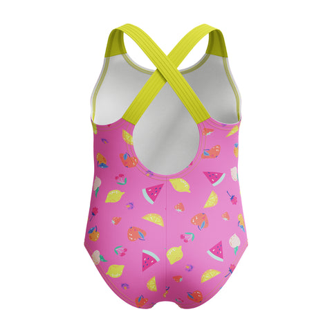 Toddler Girls Print Cross Back One Piece Pink Watermelon