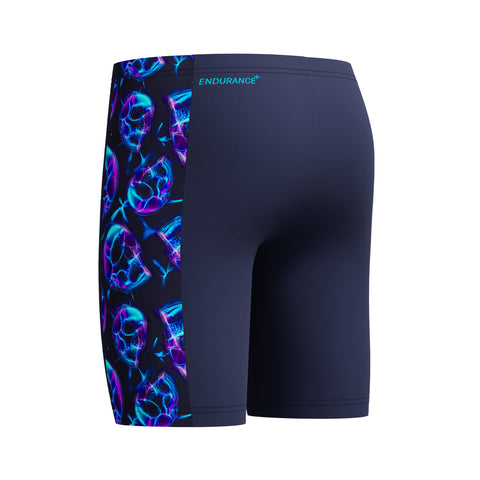 Boys Allover Print Panel Jammer Peacoat Mayan Blue