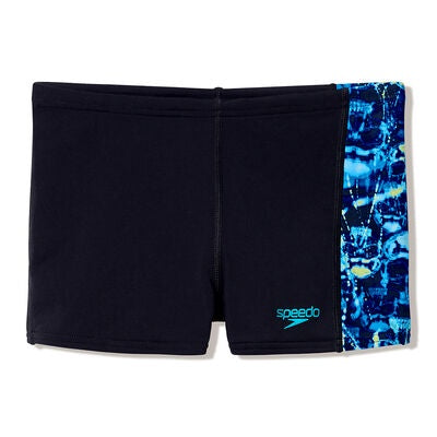 Boys Print Panel Aquashort Anthracite Hyperteal
