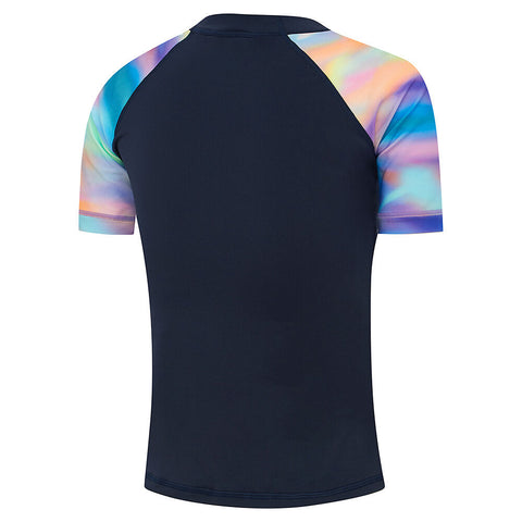Girls Short Sleeve Solid Rash Top Peacoat