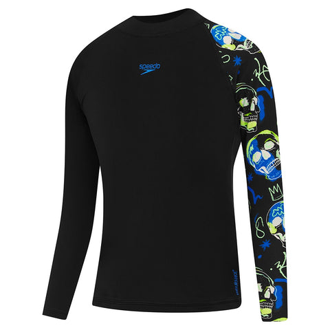Boys LS Rash Top Black Sugar Blue