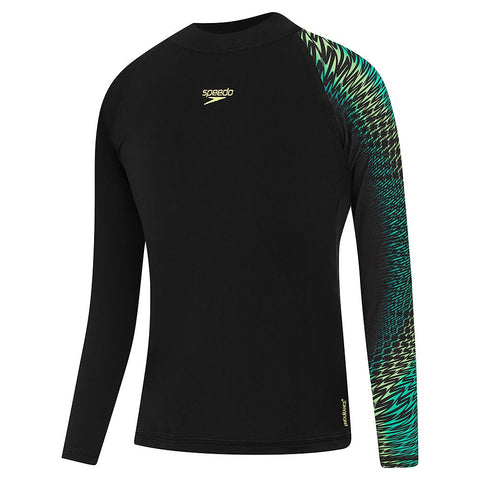 Boys LS Tech Panel Rash Top Black Multi