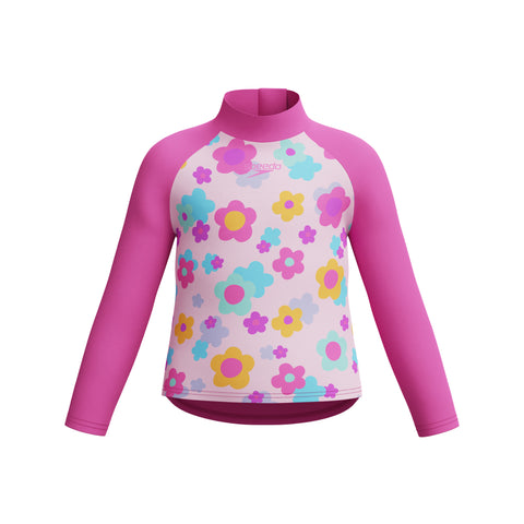Toddler Girls Print Long Sleeve Rashguard Neon Flamingo