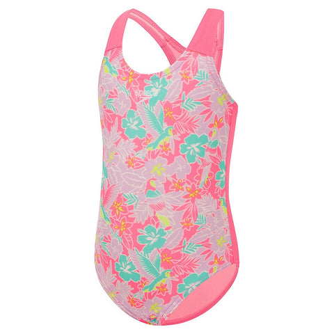 Toddler Girls Placement Swimsuit Neon Bubblegum