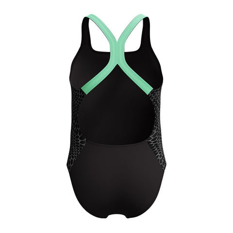 Girls Digital Allover Powerback One Piece Alfalfa Green