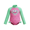 Toddler Girls Digital LS Frill Swimsuit Neon Bubblegum Watermelon