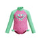 Toddler Girls Digital LS Frill Swimsuit Neon Bubblegum Watermelon