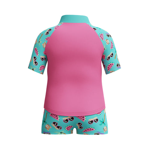 Toddler Girls Digital Rash Top Set Neon Bubblegum Watermelon