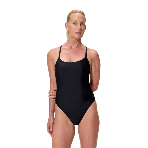 Womens Solid Racerback One Piece Anthracite White