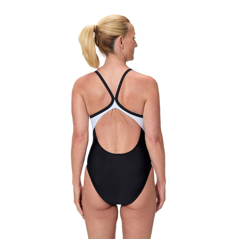Womens Solid Racerback One Piece Anthracite White