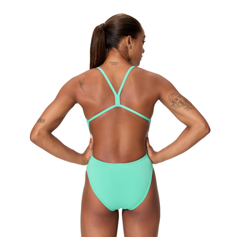 Womens Solid V-Back 2.0 One Piece Aqua