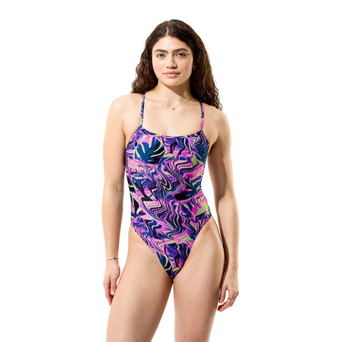 Women Printed Web Back One Piece Techno Jungle