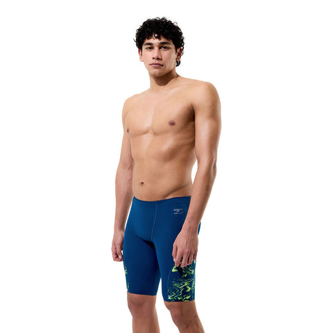 Mens Spliced Printed Jammer Mirage Time/Denim Teal
