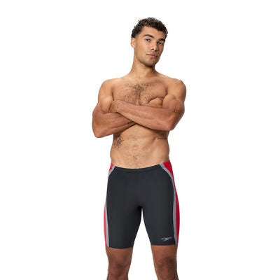 Mens Solid Splice Jammer Black Red