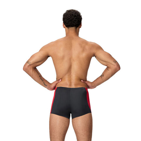 Mens Solid Splice Aquashort Black Red