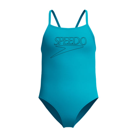 Girls Classic Logo One Piece Mayan Blue