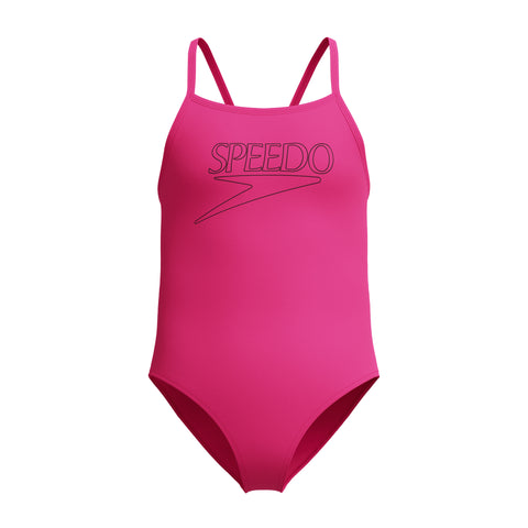 Girls Classic Logo One Piece Pink