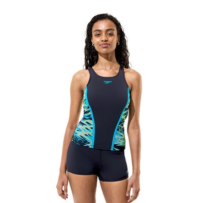Womens Hyperboom Splice Tankini Anthracite Hyperteal