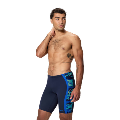 Mens Printed Spliced Jammer Peacoat Deep Sapphire