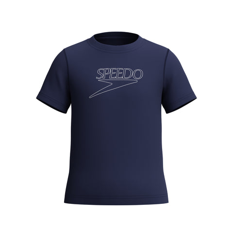 Boys Unisex Short Sleeve Classic Logo Rashguard Peacoat