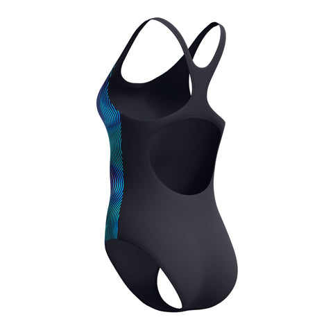 Womens Engineered Print Butterfly Back One Piece Anthracite