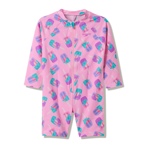 Toddler Girls Long Sleeve Print Zip One Piece Strawberry Crepe