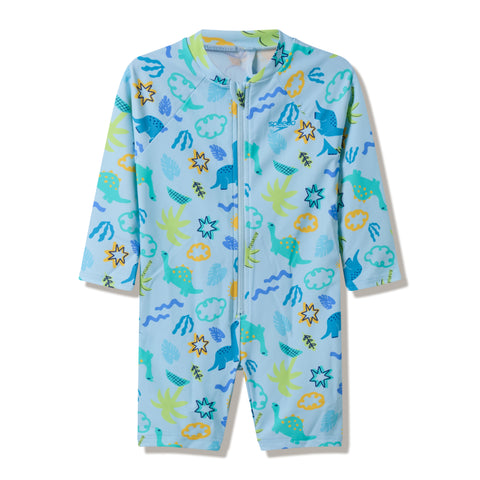 Toddler Boys Long Sleeve Print Zip One Piece Mayan Blue