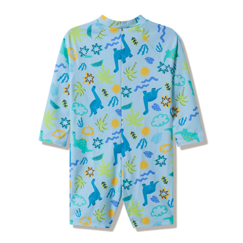 Toddler Boys Long Sleeve Print Zip One Piece Mayan Blue