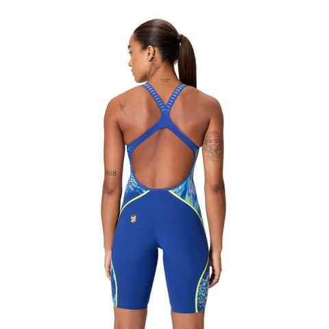 Womens Fastskin LZR Pure Intent 2.0 OB Kneeskin Navy Morphosis Hyper Yellow