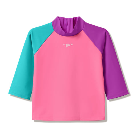 Toddler Unisex Long Sleeve Rash Guard Neon Hibiscus