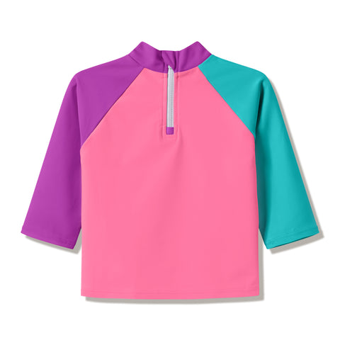 Toddler Unisex Long Sleeve Rash Guard Neon Hibiscus