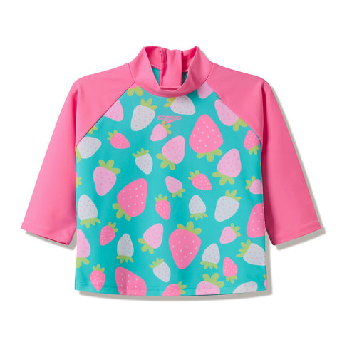 Toddler Girls Print Long Sleeve Rash Guard Aqua Breeze