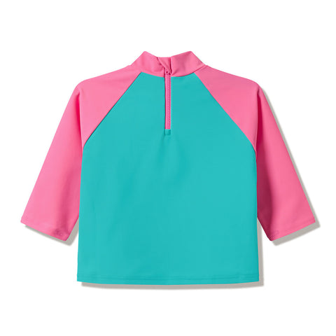 Toddler Girls Print Long Sleeve Rash Guard Aqua Breeze