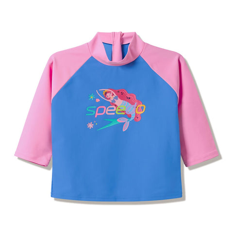 Toddler Girls Print Long Sleeve Rash Guard Periwinkle Blue