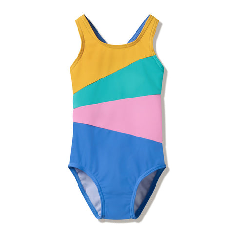 Toddler Girls Radiating Splice One Piece Periwinkle Blue