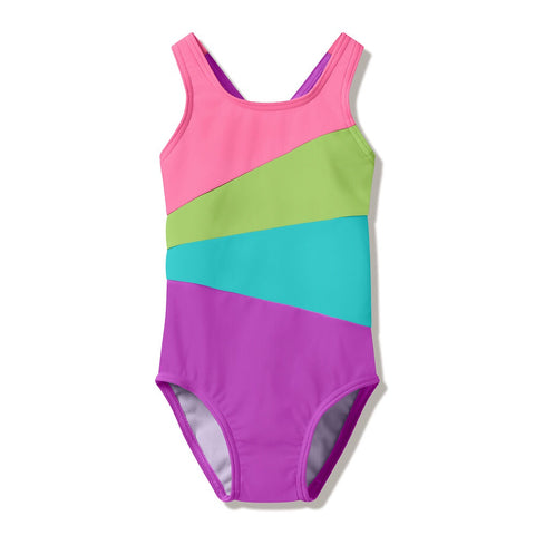 Toddler Girls Radiating Splice One Piece Neon Jelly