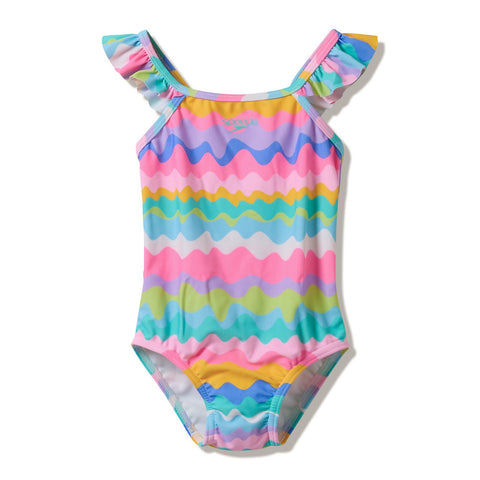 Toddler Girls Print Frill Thinstrap One Piece Citrus Green