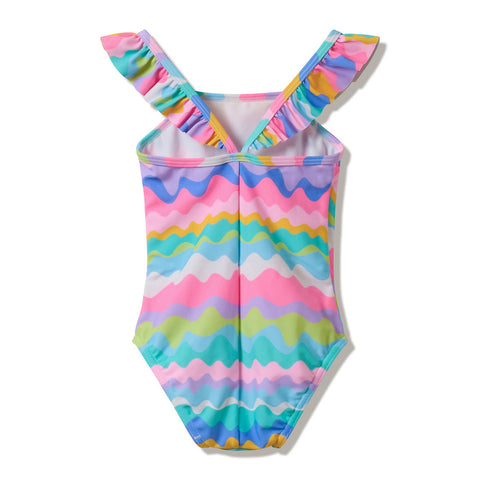 Toddler Girls Print Frill Thinstrap One Piece Citrus Green
