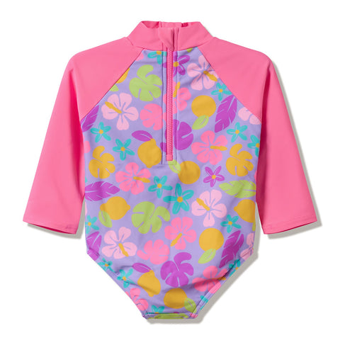 Toddler Girls Long Sleeve One Piece Strawberry Crepe