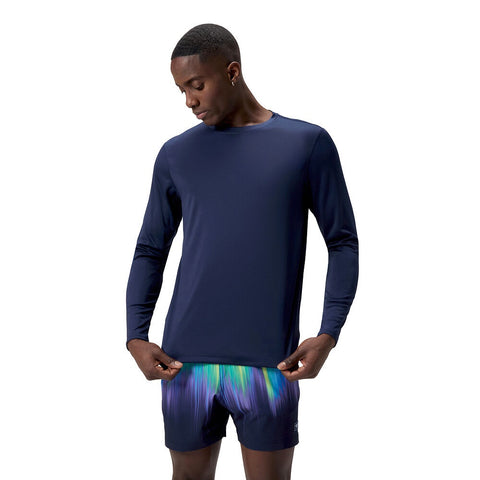 Mens  Long Sleeve Graphic Swim Shirt Speedo Navy